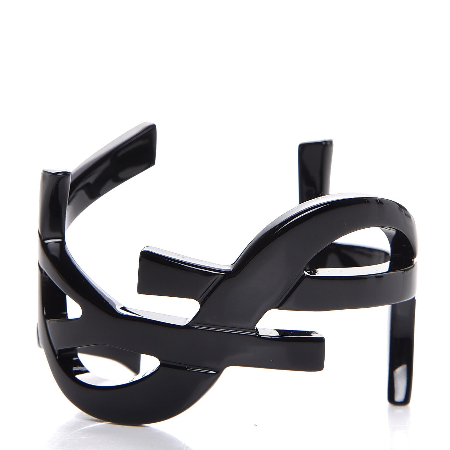 Saint Laurent Brass Monogram Medium Cuff Bracelet Black 1 of 4