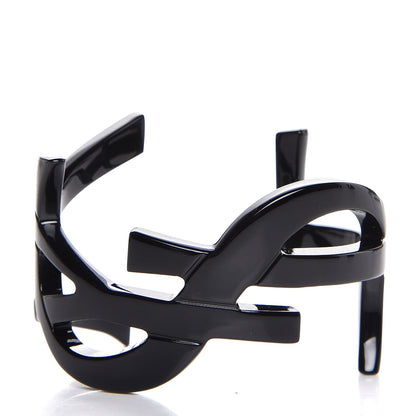 Saint Laurent Brass Monogram Medium Cuff Bracelet Black 1 of 4