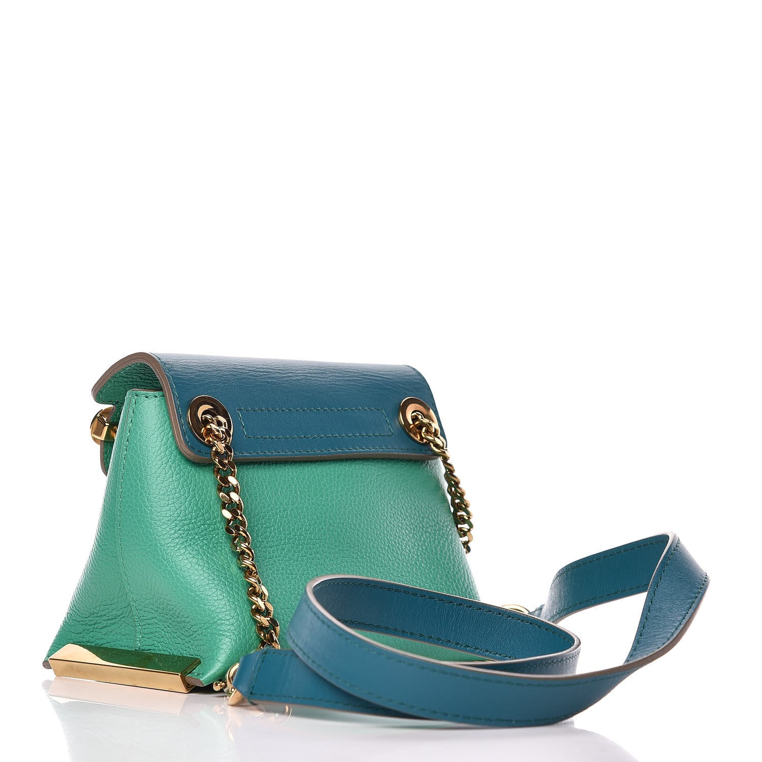 Chloe Calfskin Mini Clare Shoulder Bag Green Turquoise 3 of 14