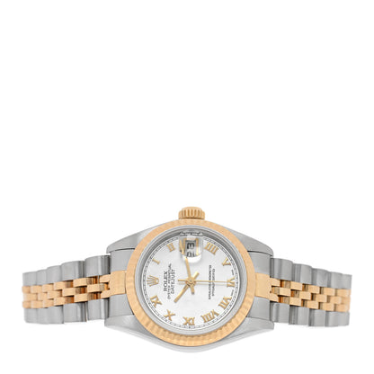 Rolex Stainless Steel 18K Yellow Gold 26mm Oyster Perpetual Datejust Watch White Roman 79173 2 of 5