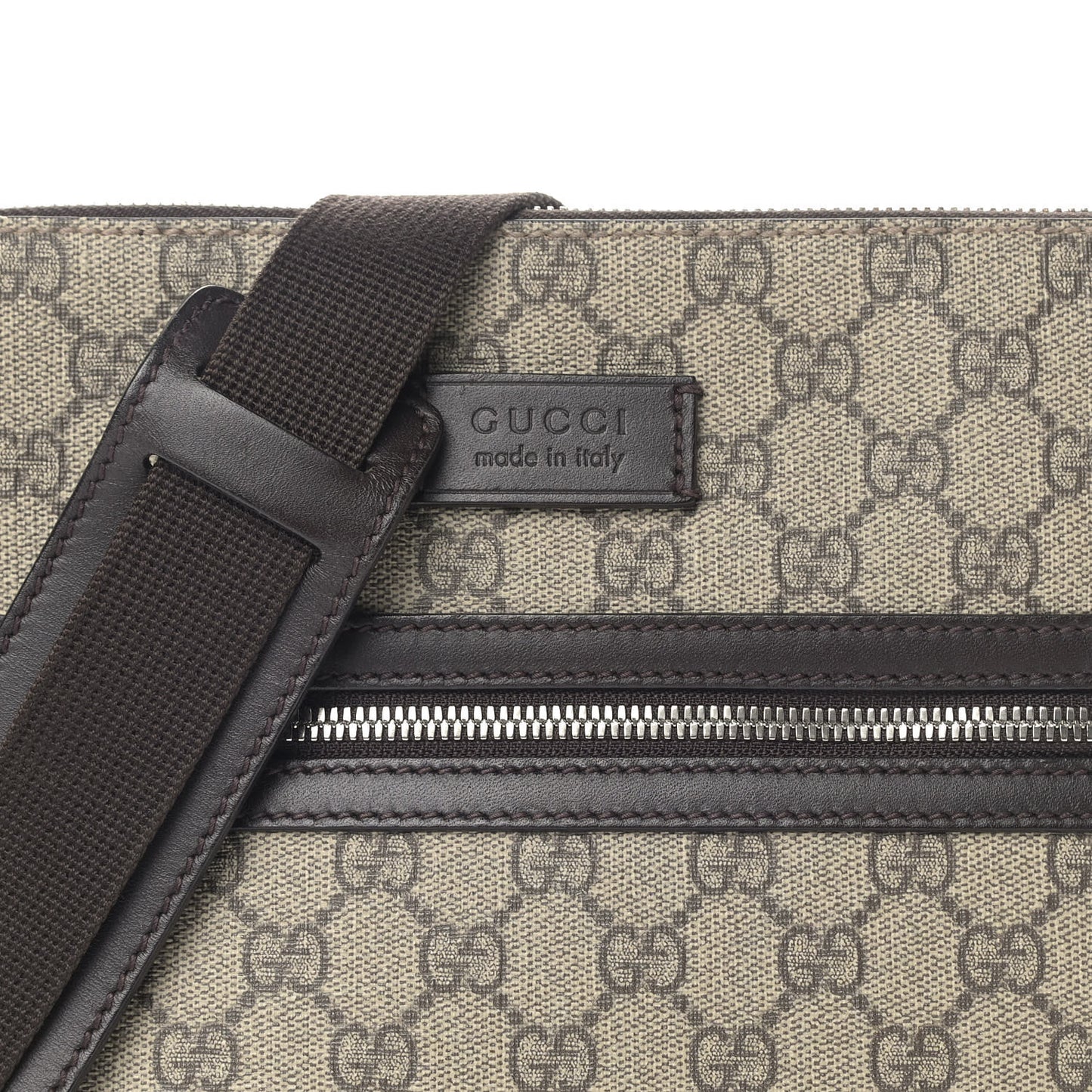 GG Supreme Monogram Selleria Calfskin Small Flat Messenger Bag Beige Ebony Cocoa Marrone Scuro