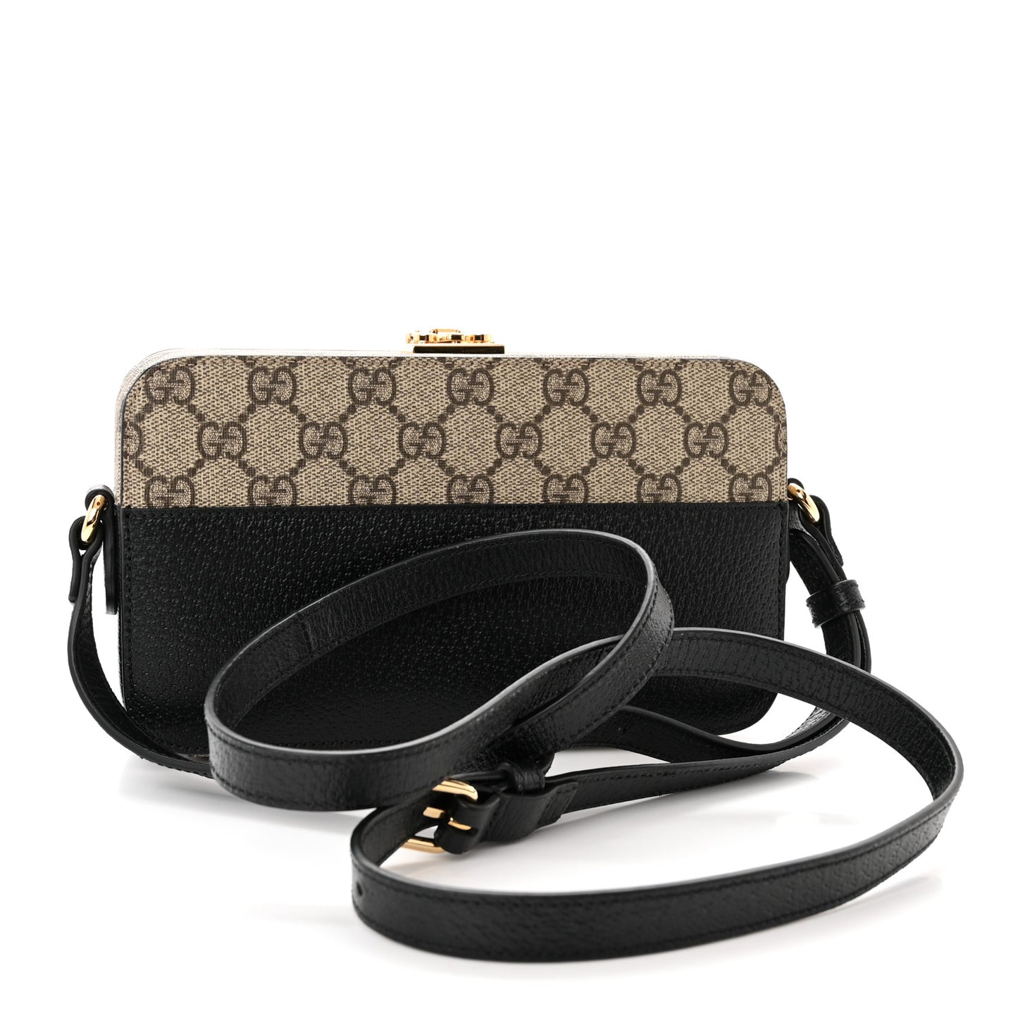 GG Supreme Monogram Textured Dollar Calfskin Mini New Basket Shoulder Bag Beige Ebony Black