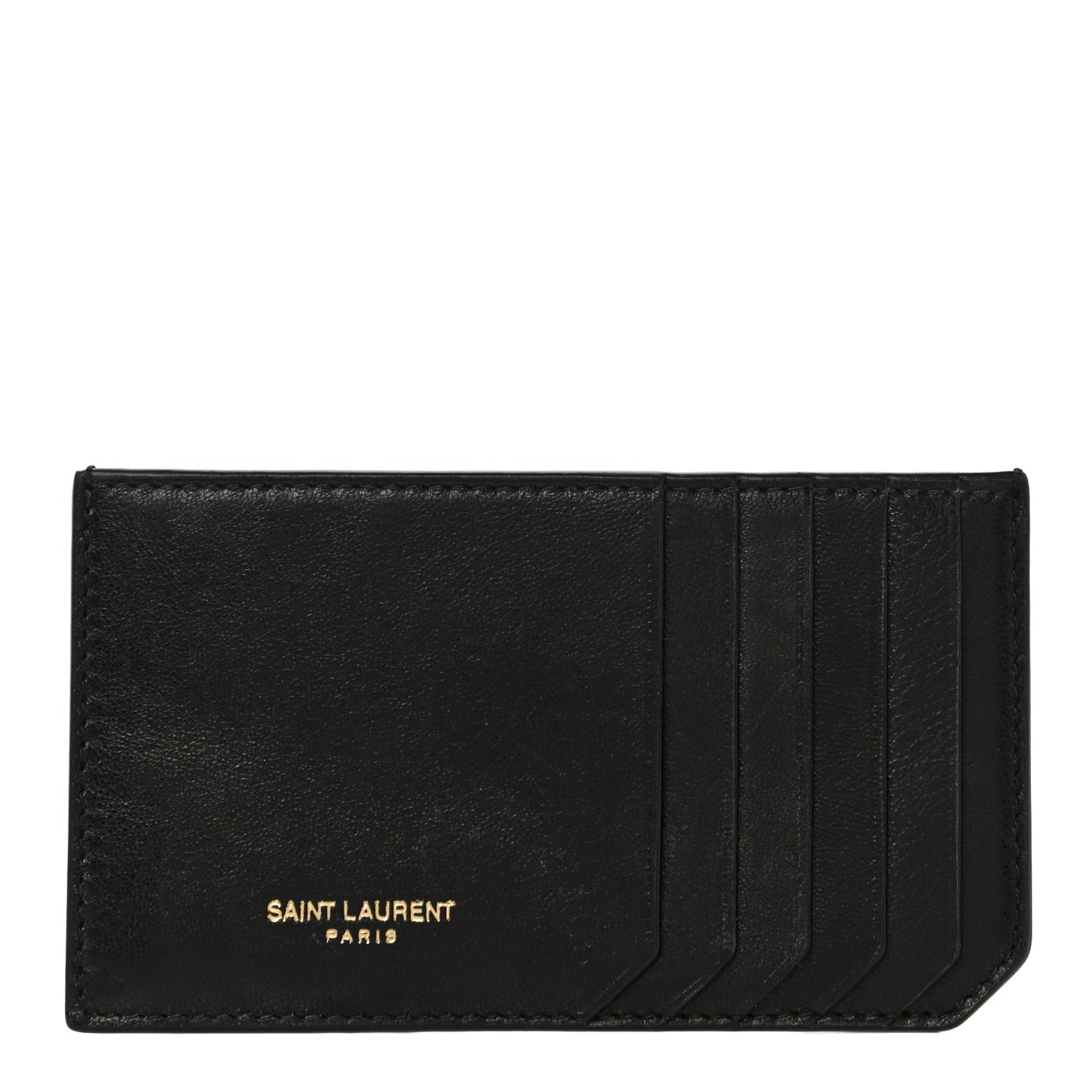 Calfskin 5 Fragments Zip Pouch Card Holder Black
