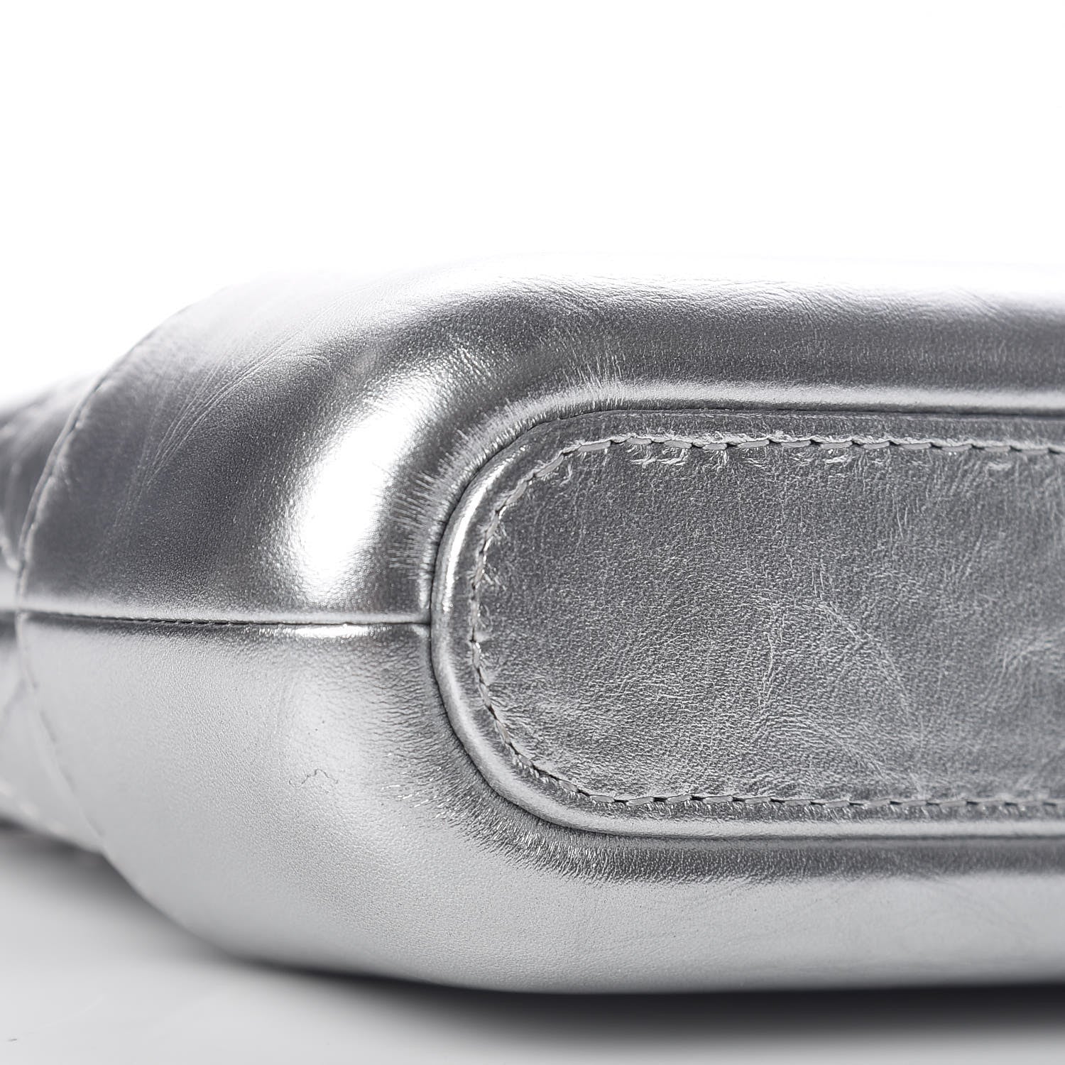 Chanel Metallic Lambskin Calfskin Quilted Small Gabrielle Clutch With Chain Silver 11 of 13