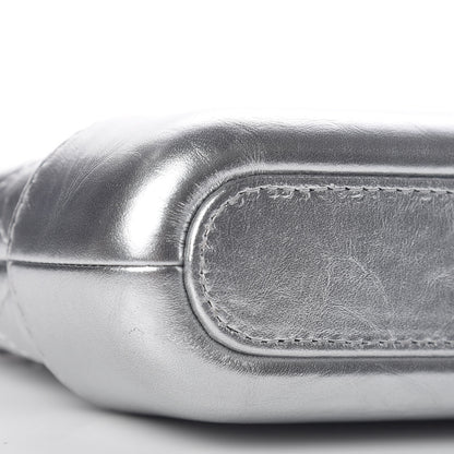 Chanel Metallic Lambskin Calfskin Quilted Small Gabrielle Clutch With Chain Silver 11 of 13
