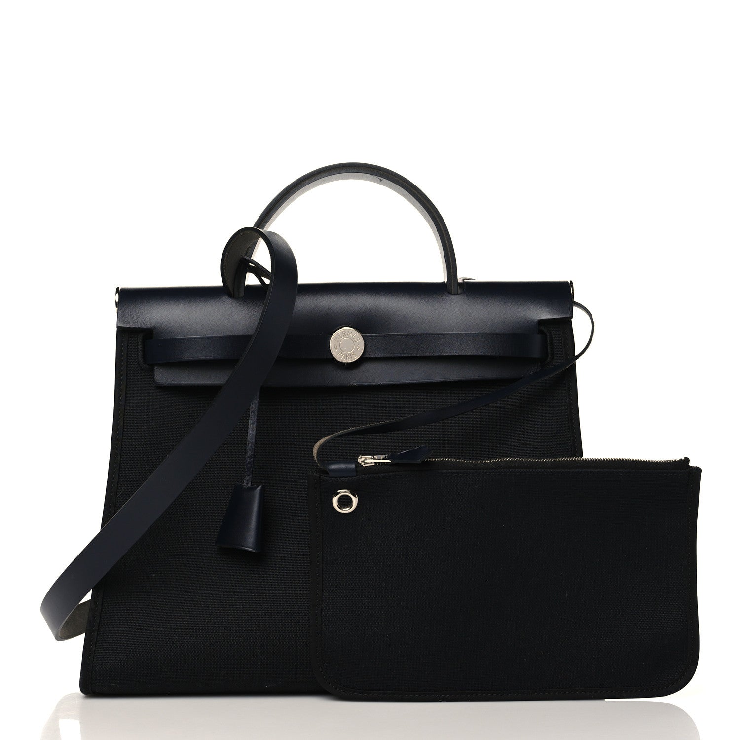 Hermes Military Toile Vache Hunter Herbag Zip PM 31 Black Bleu Indigo 3 of 10