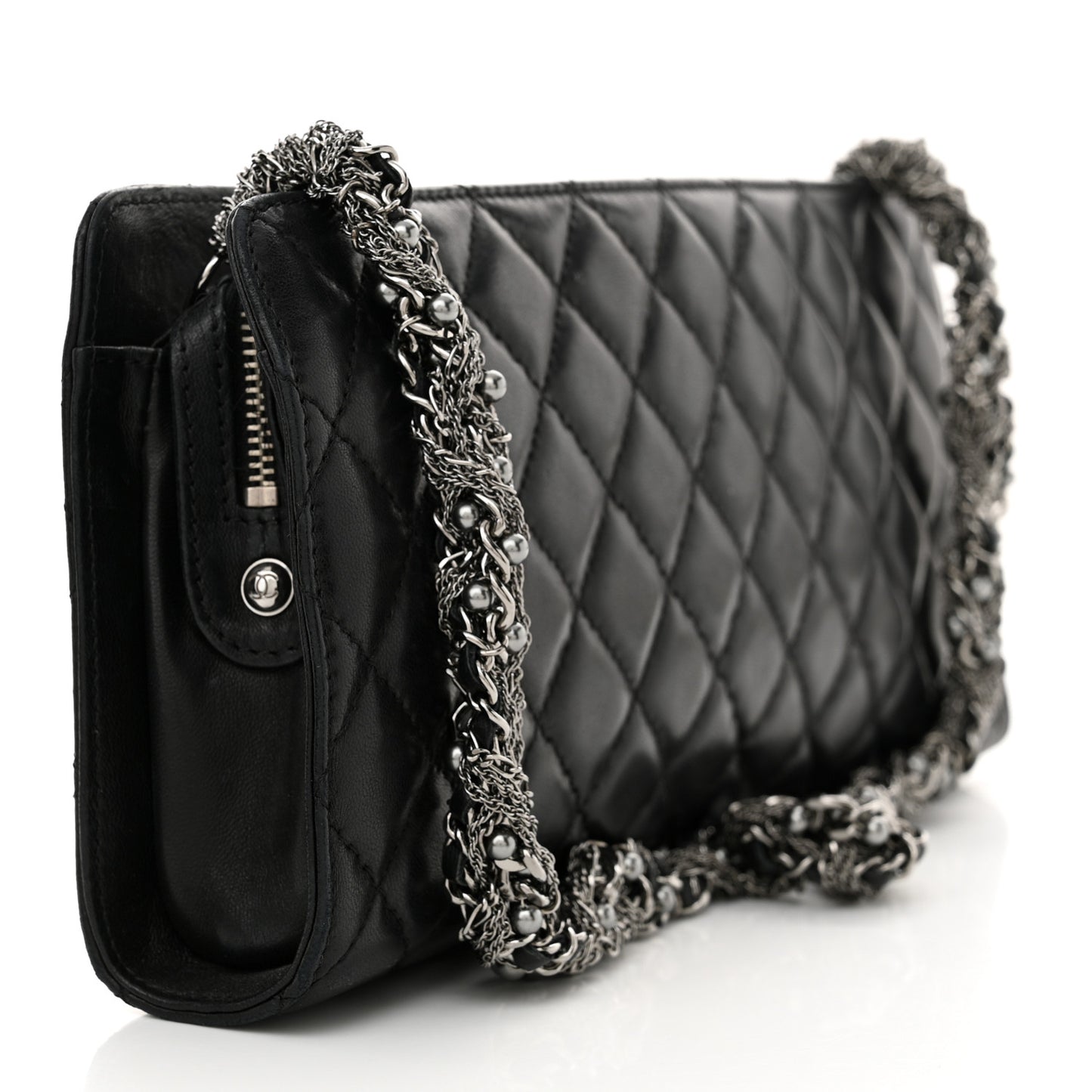 Lambskin Quilted Westminster Pearl Shoulder Bag Black