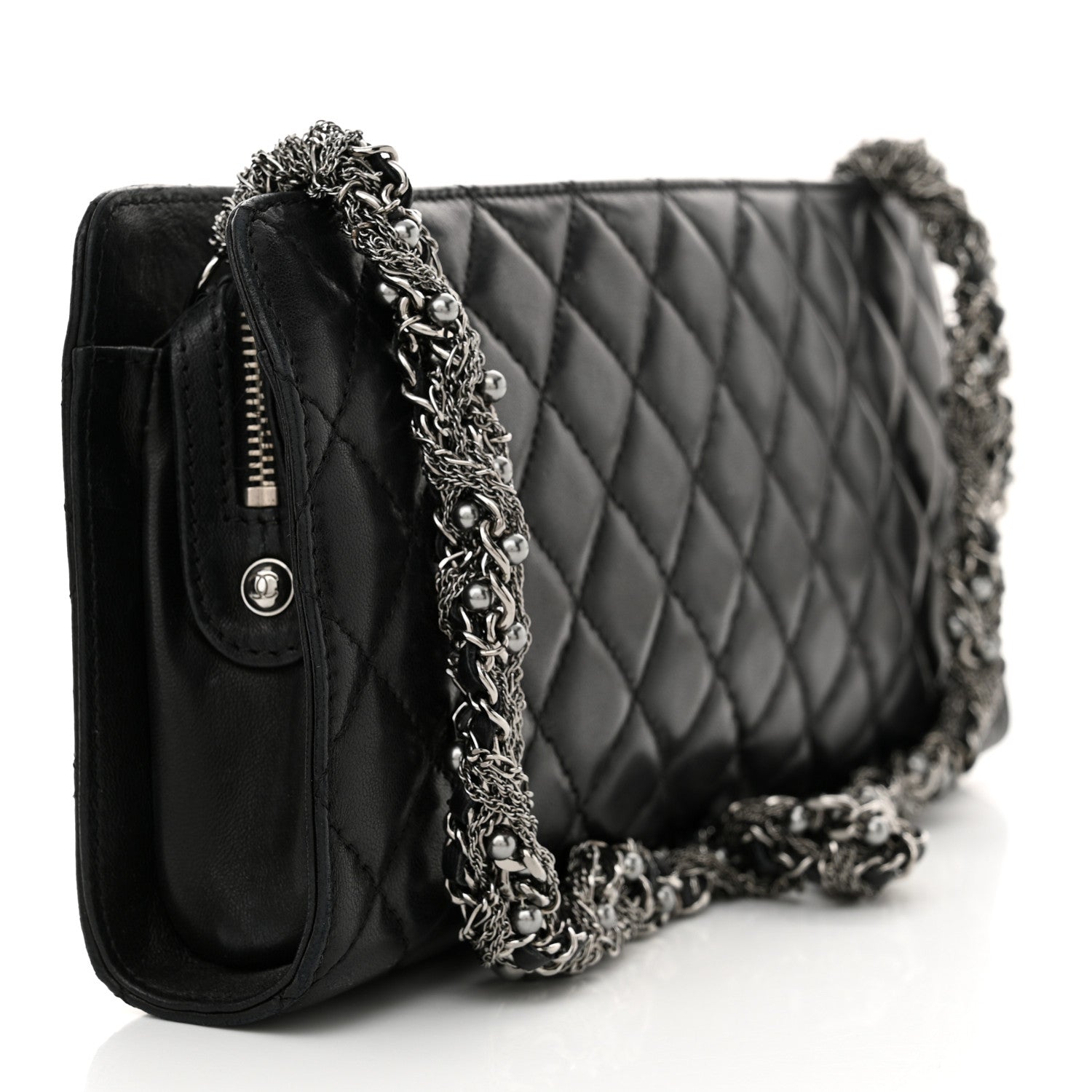 Chanel Lambskin Quilted Westminster Pearl Shoulder Bag Black 3 of 12