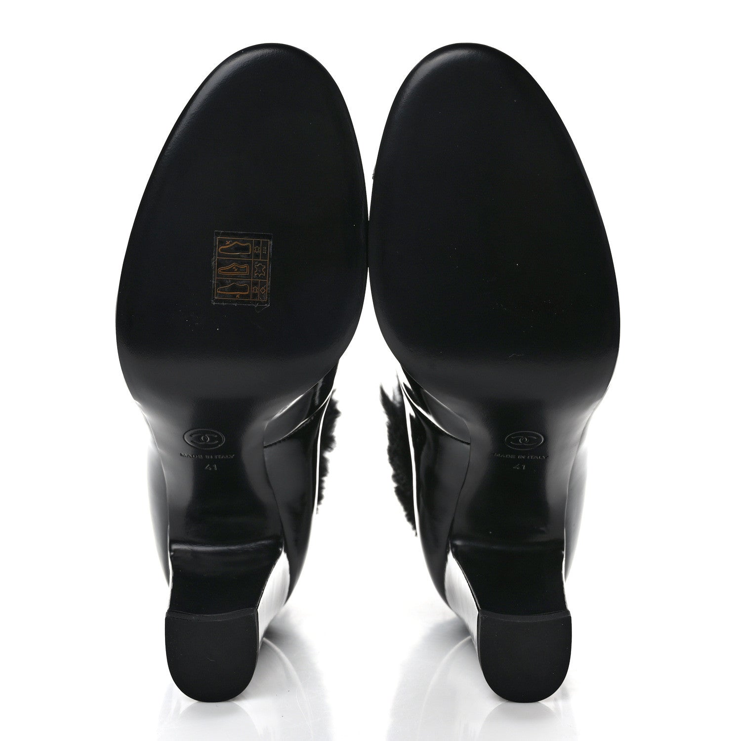 Chanel Patent Shearling Lambskin Cap Toe Mary Jane Pumps 41 Black 5 of 8