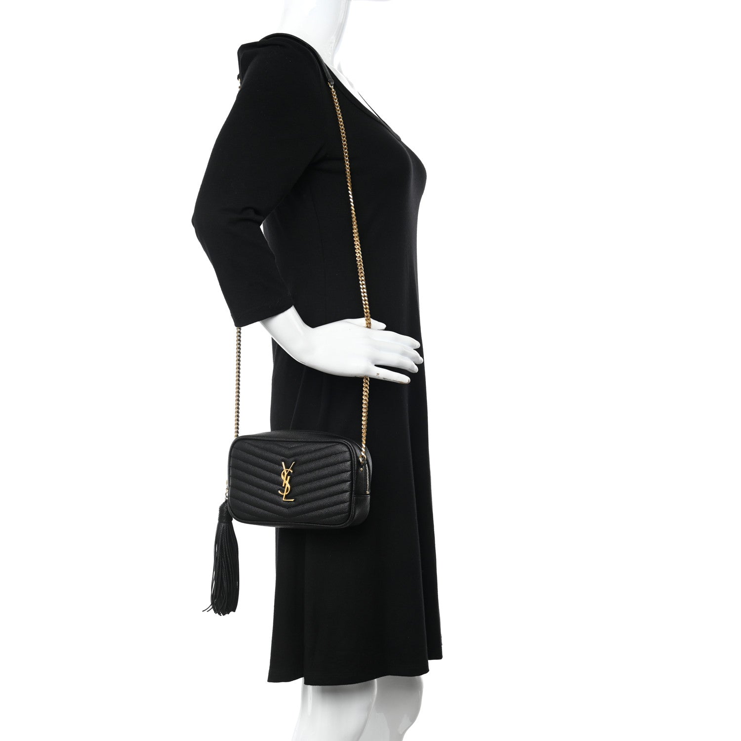 Saint Laurent Grain De Poudre Matelasse Monogram Mini Lou Camera Bag Black 2 of 13