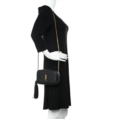 Saint Laurent Grain De Poudre Matelasse Monogram Mini Lou Camera Bag Black 2 of 13