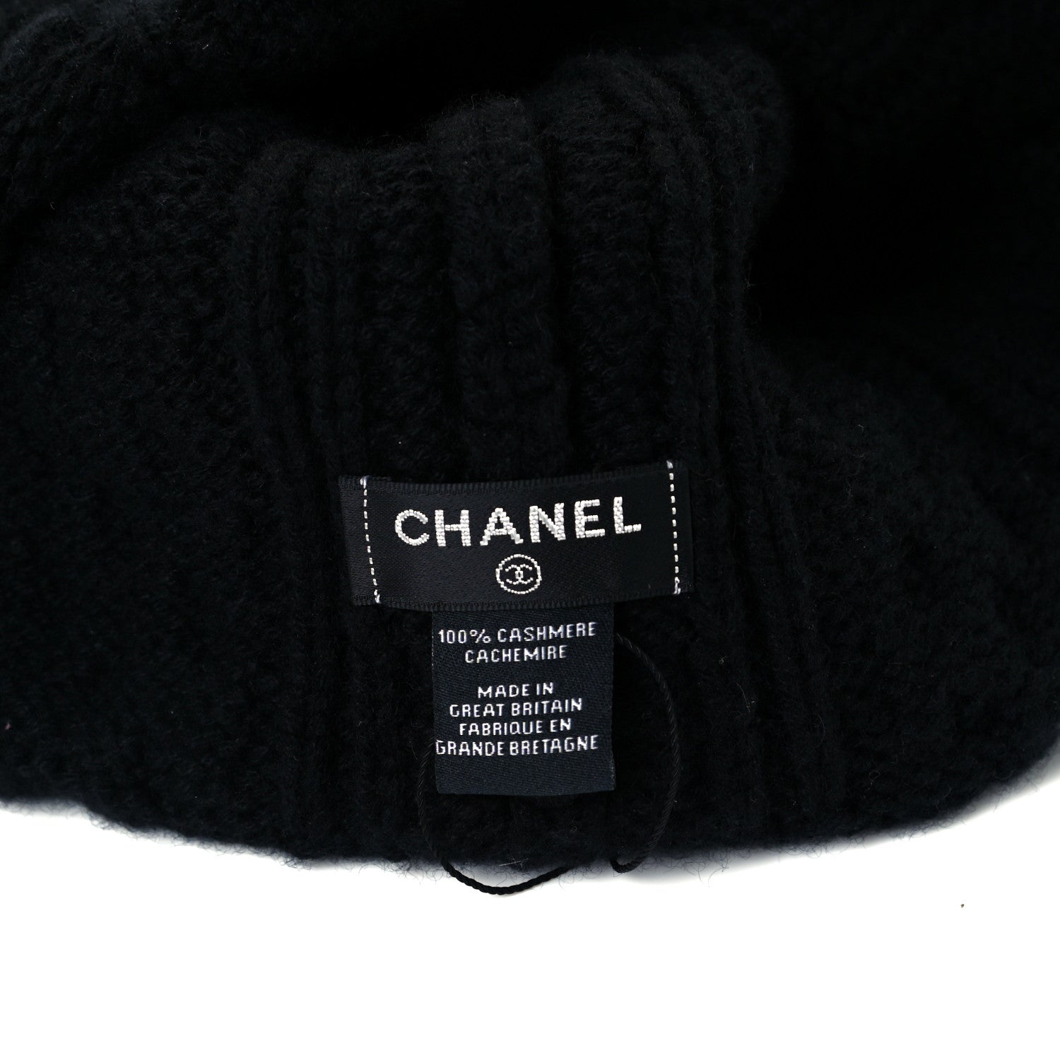 Chanel Cashmere CC Beanie Hat Black 4 of 4