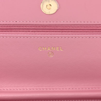 Chanel Tweed Quilted Wallet On Chain WOC Pink 6 of 15