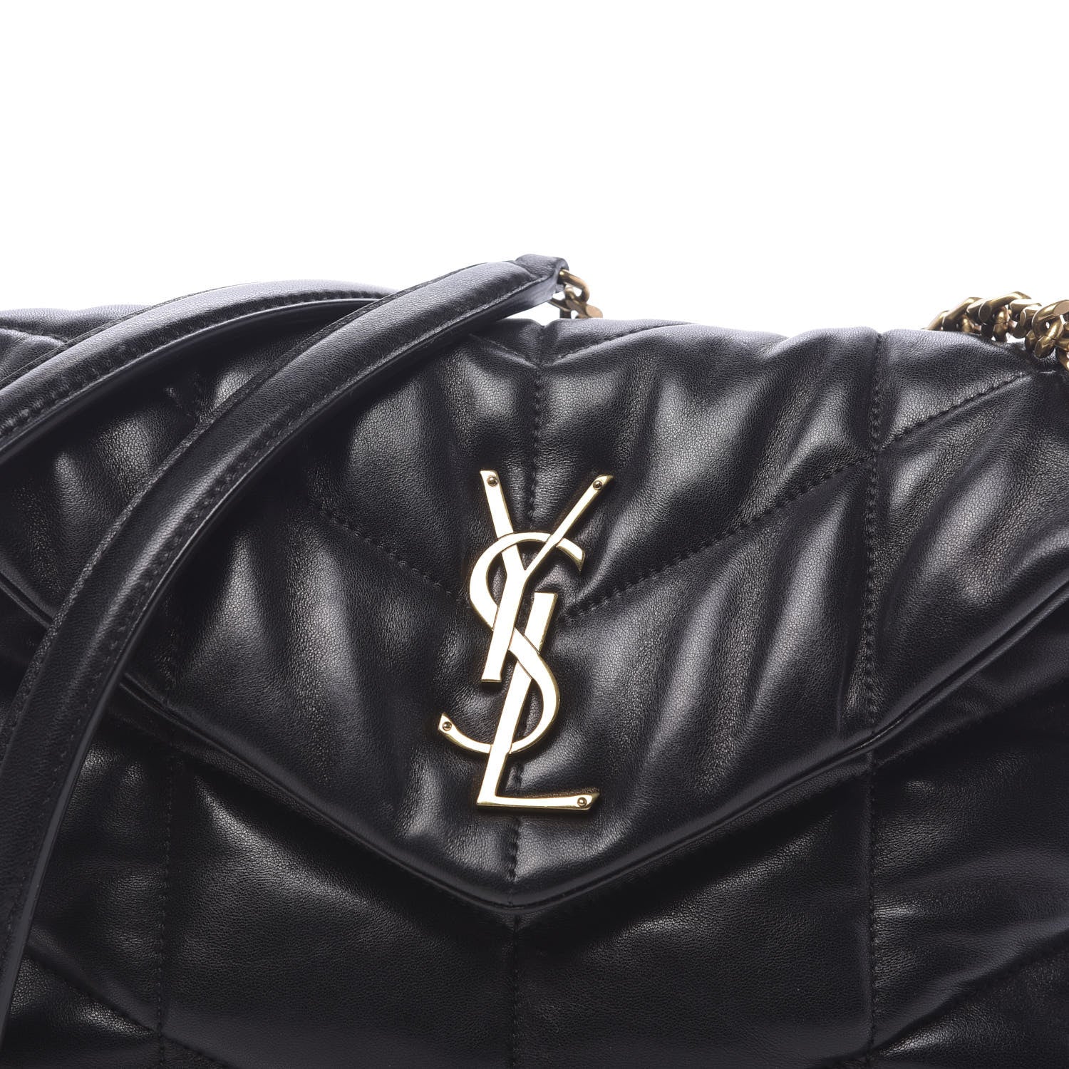 Saint Laurent Lambskin Quilted Small Loulou Puffer Monogram Chain Satchel Black 7 of 10