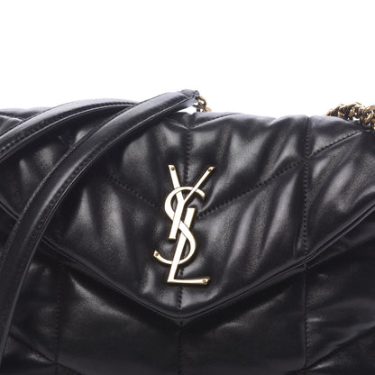 Saint Laurent Lambskin Quilted Small Loulou Puffer Monogram Chain Satchel Black 7 of 10