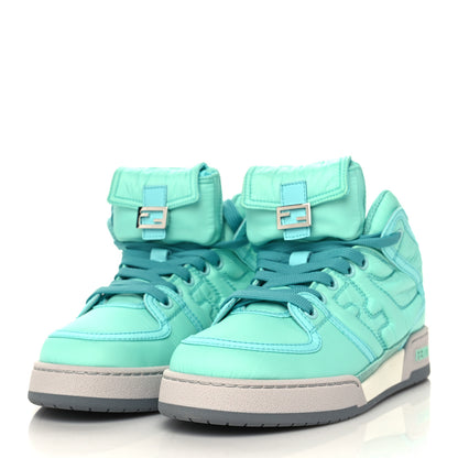 Fendi Nylon Match High Top Sneakers 36 Turquoise 3 of 8