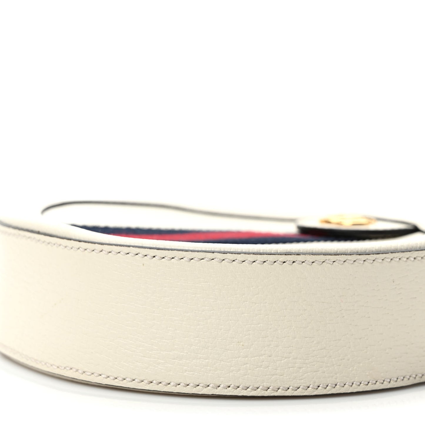 Textured Calfskin Web Mini Ophidia Round Shoulder Bag Mystic White