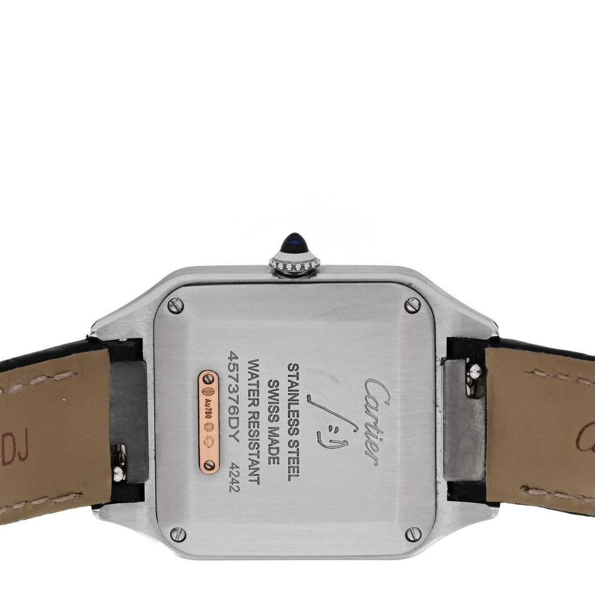 Cartier Stainless Steel 18K Pink Gold Alligator 27.5mm Santos Dumont Quartz Watch 4 of 5