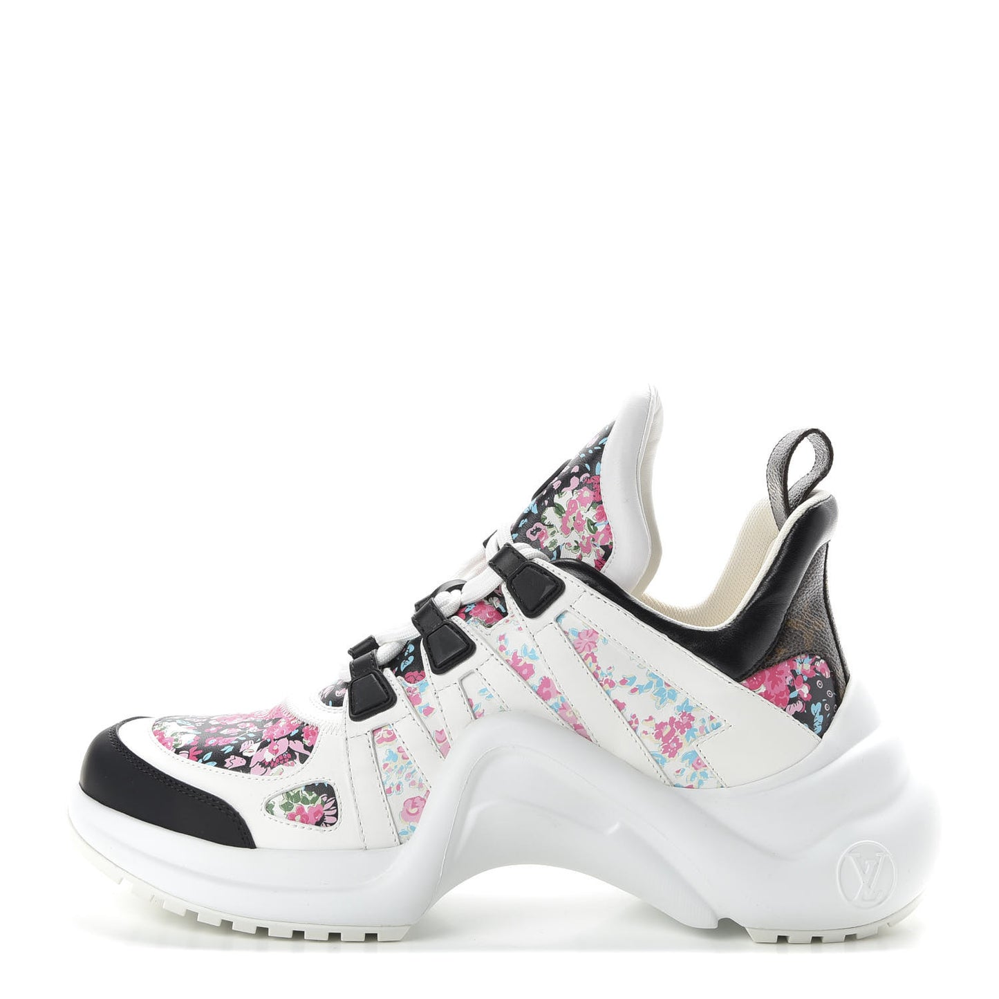 Flower Printed Calfskin Monogram LV Archlight Sneakers 39 Black Rose