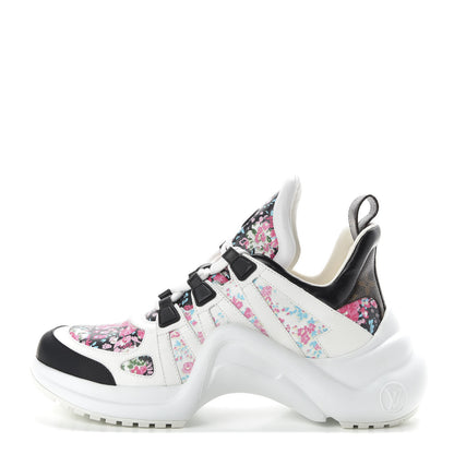 Louis Vuitton Flower Printed Calfskin Monogram LV Archlight Sneakers 39 Black Rose 1 of 9