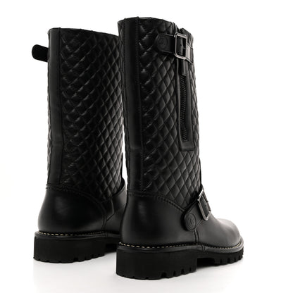 Chanel Calfskin Quilted Biker Boots 38 Black 4 of 9