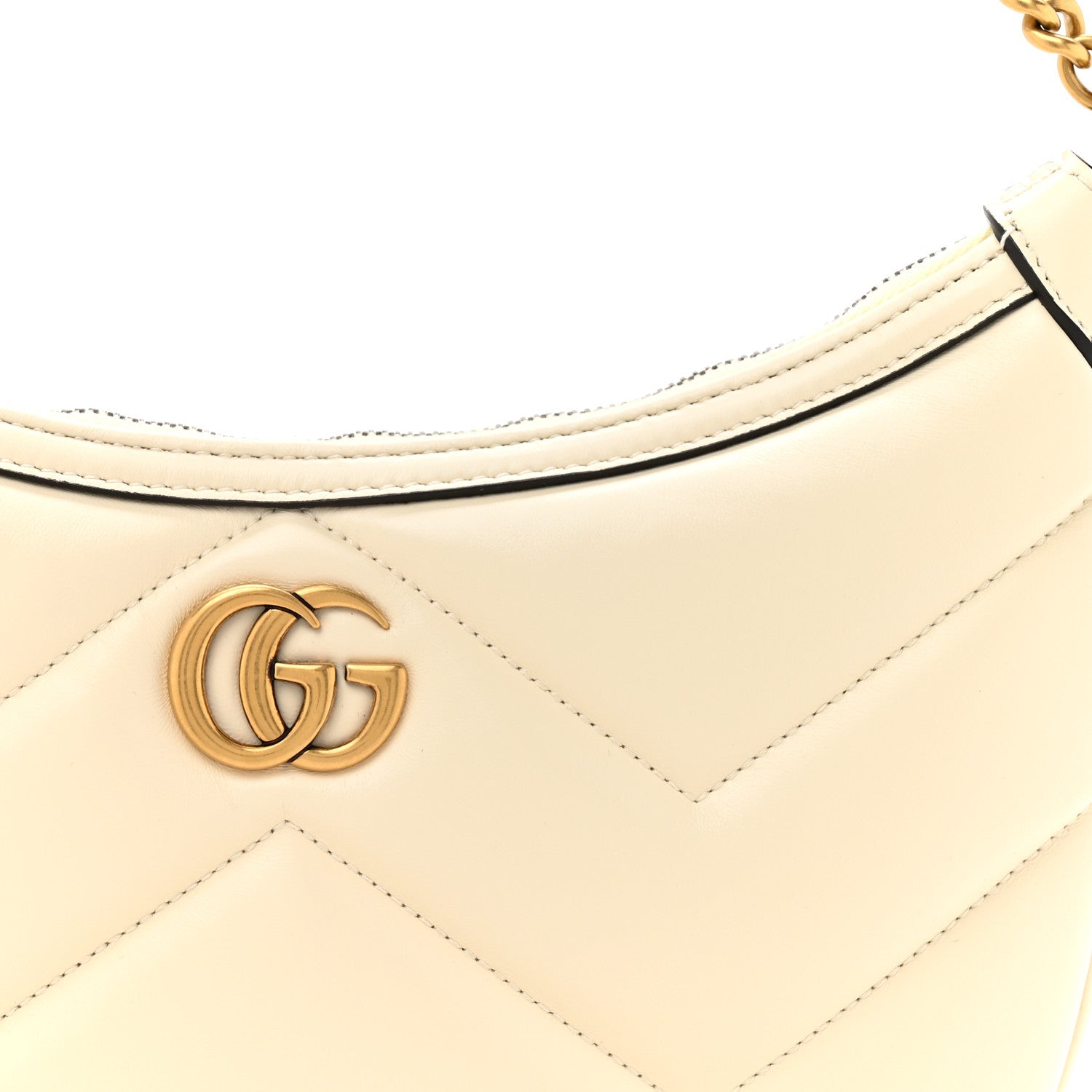 Gucci Calfskin Matelasse GG Marmont Half Moon Hobo White 8 of 10