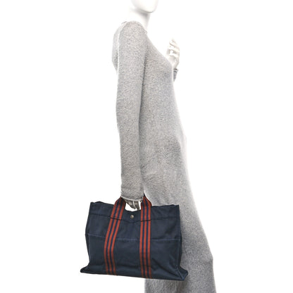 Hermes Canvas Herline Tote MM Navy 2 of 12