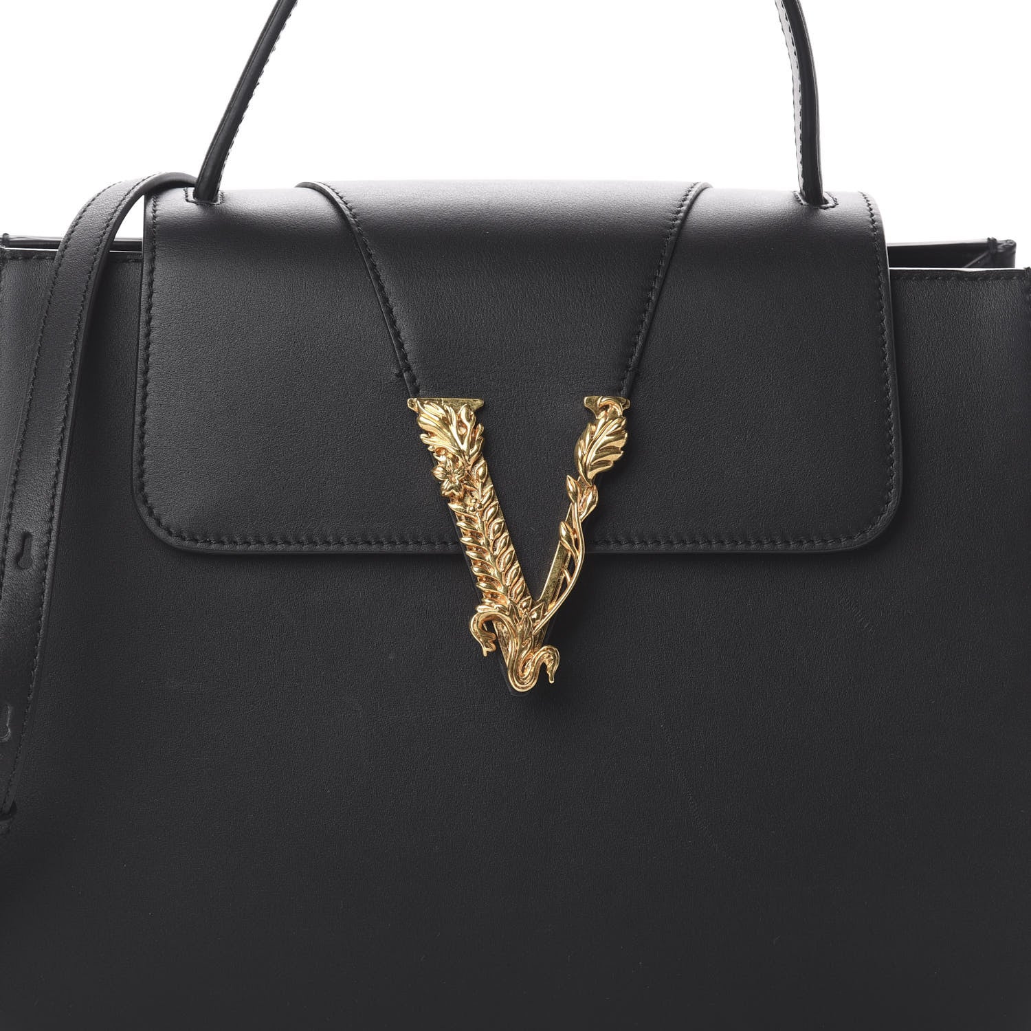 Versace Vitello Barocco Virtus Small Top Handle Shoulder Bag Black 8 of 8