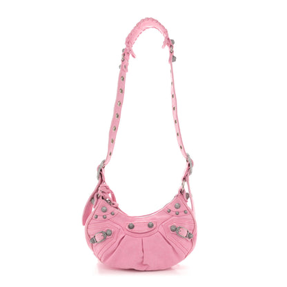 Balenciaga Washed Frayed Denim Crystal Le Cagole Shoulder Bag XS Denim Pink 1 of 12