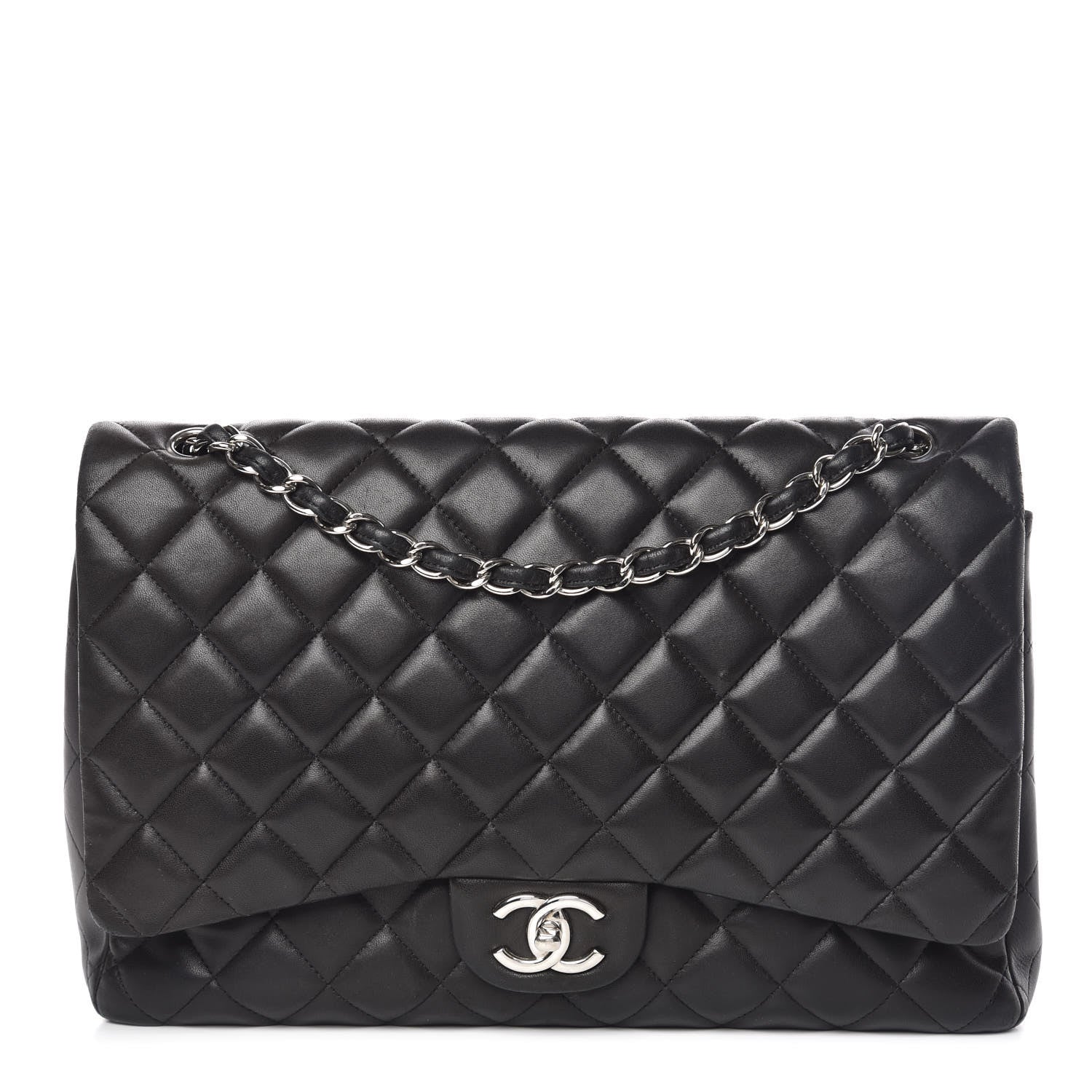 Chanel Lambskin Quilted Maxi Double Flap Black 1 of 11