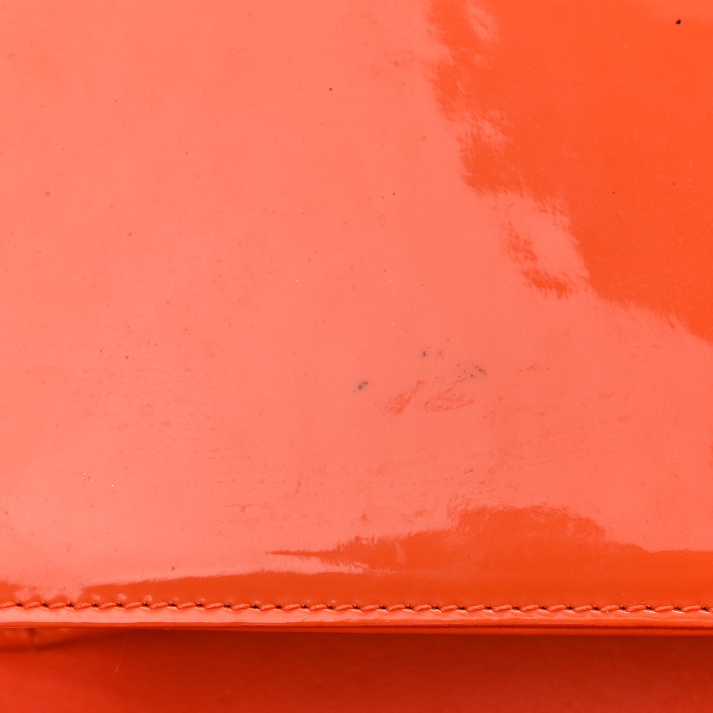 Patent Calfskin Quilted Medium Plexiglass Boy Flap Orange
