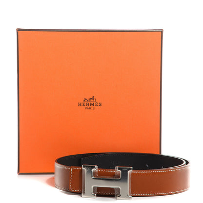 Hermes Natural Barenia Chamonix Constance 32mm H Belt Fauve Noir 75 8 of 8