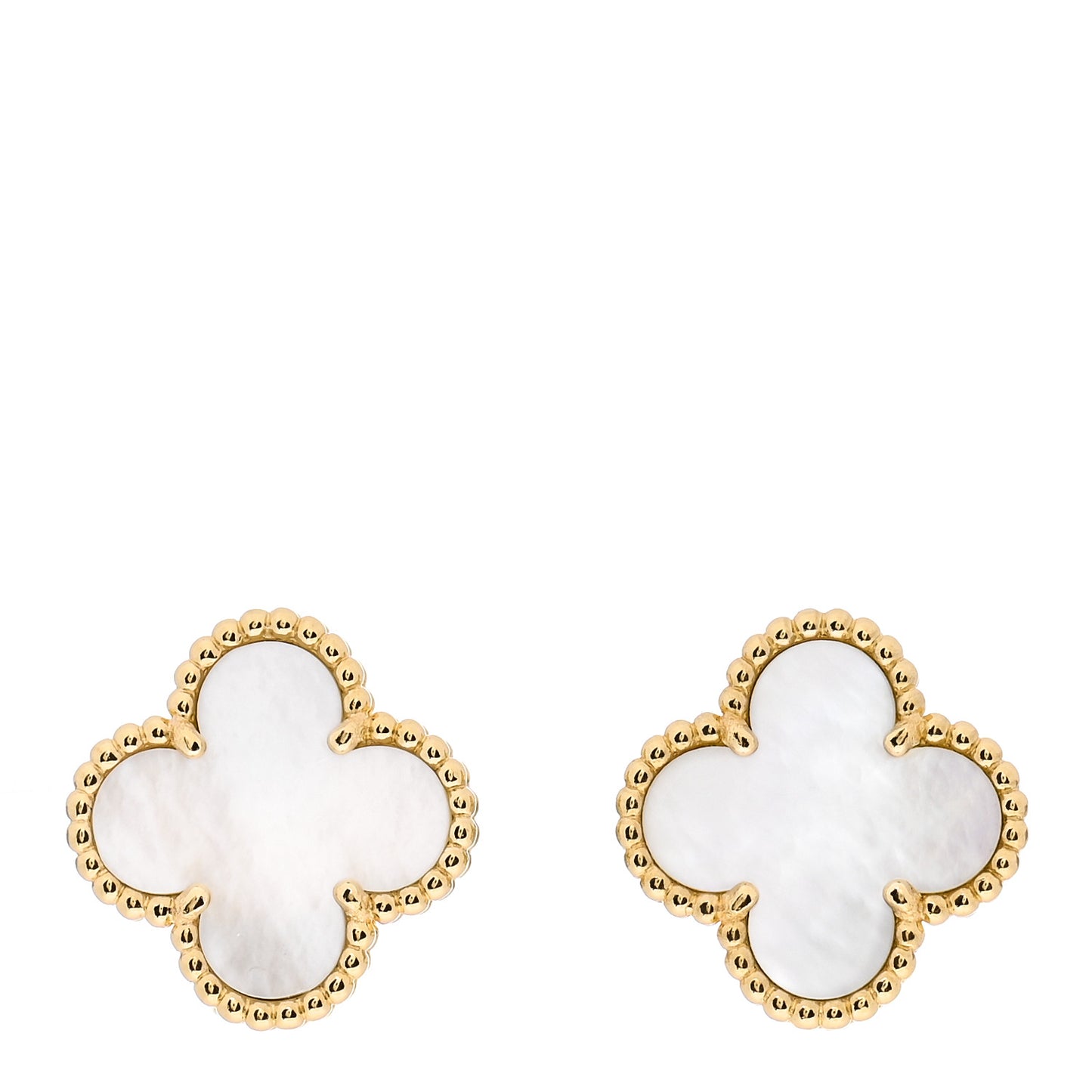 18K Yellow Gold Mother of Pearl Vintage Alhambra Earrings