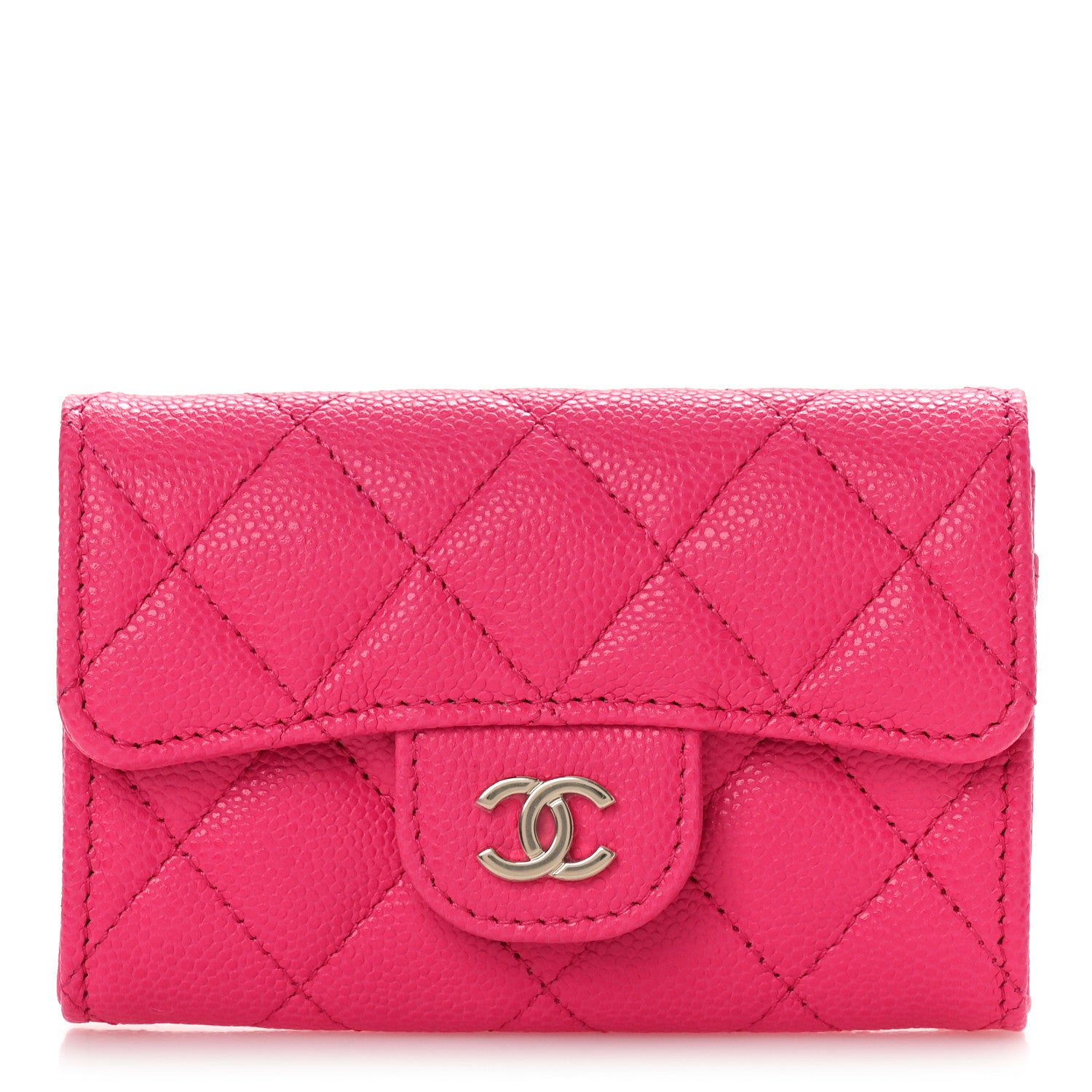 Chanel Caviar Quilted Flap Card Holder Wallet Fuchsia 1 of 8