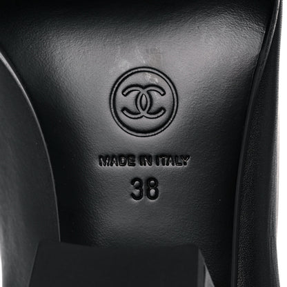 Chanel Calfskin CC Fold Over Boots 38 Black Brown 6 of 11