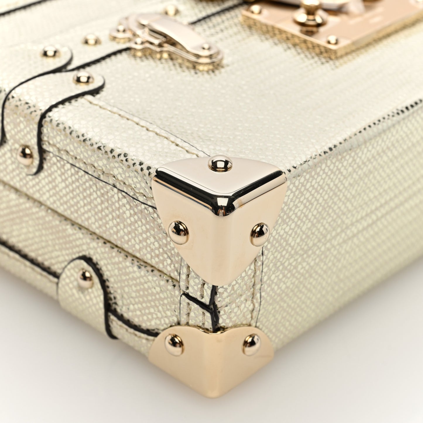 Metallic Lizard Petite Malle Silver