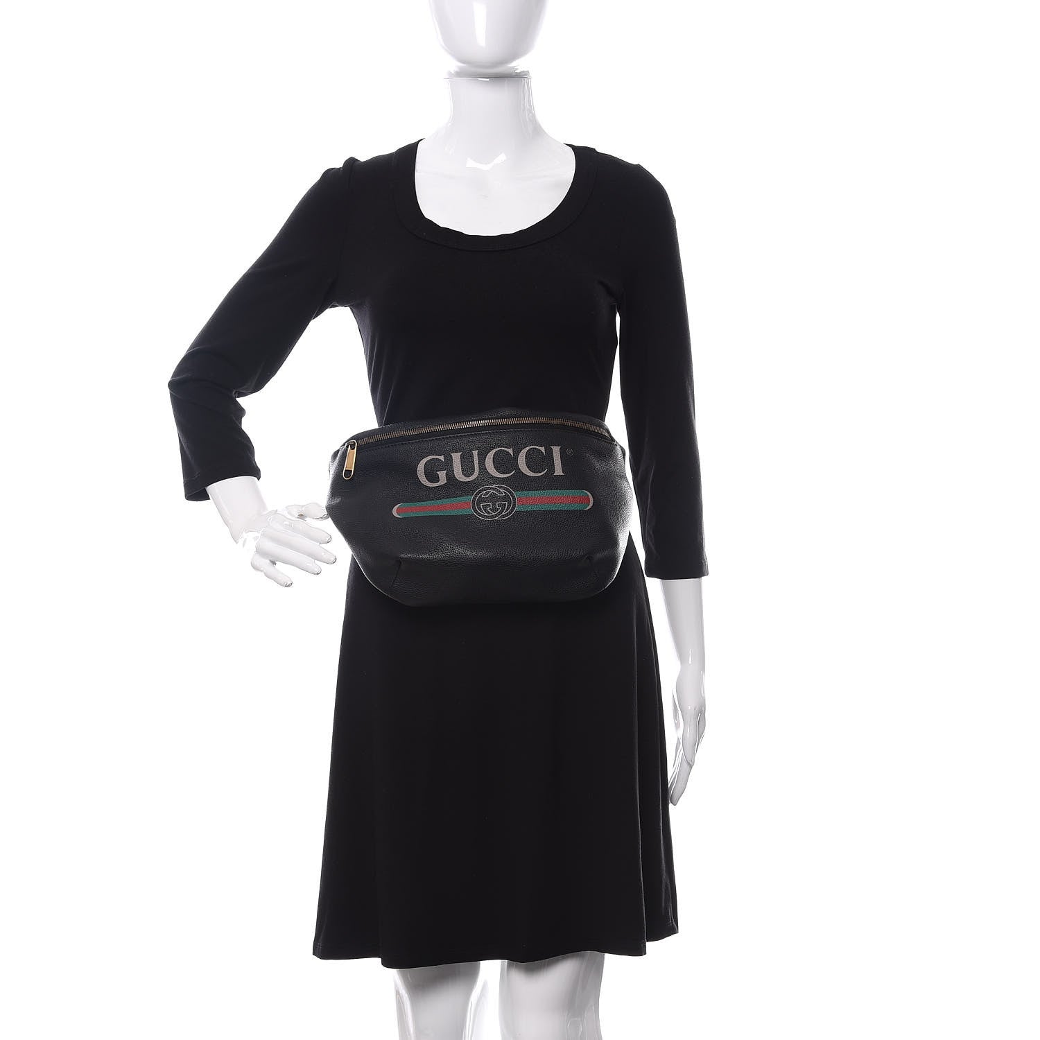 Gucci Grained Calfskin Logo Belt Bag Black 2 of 10