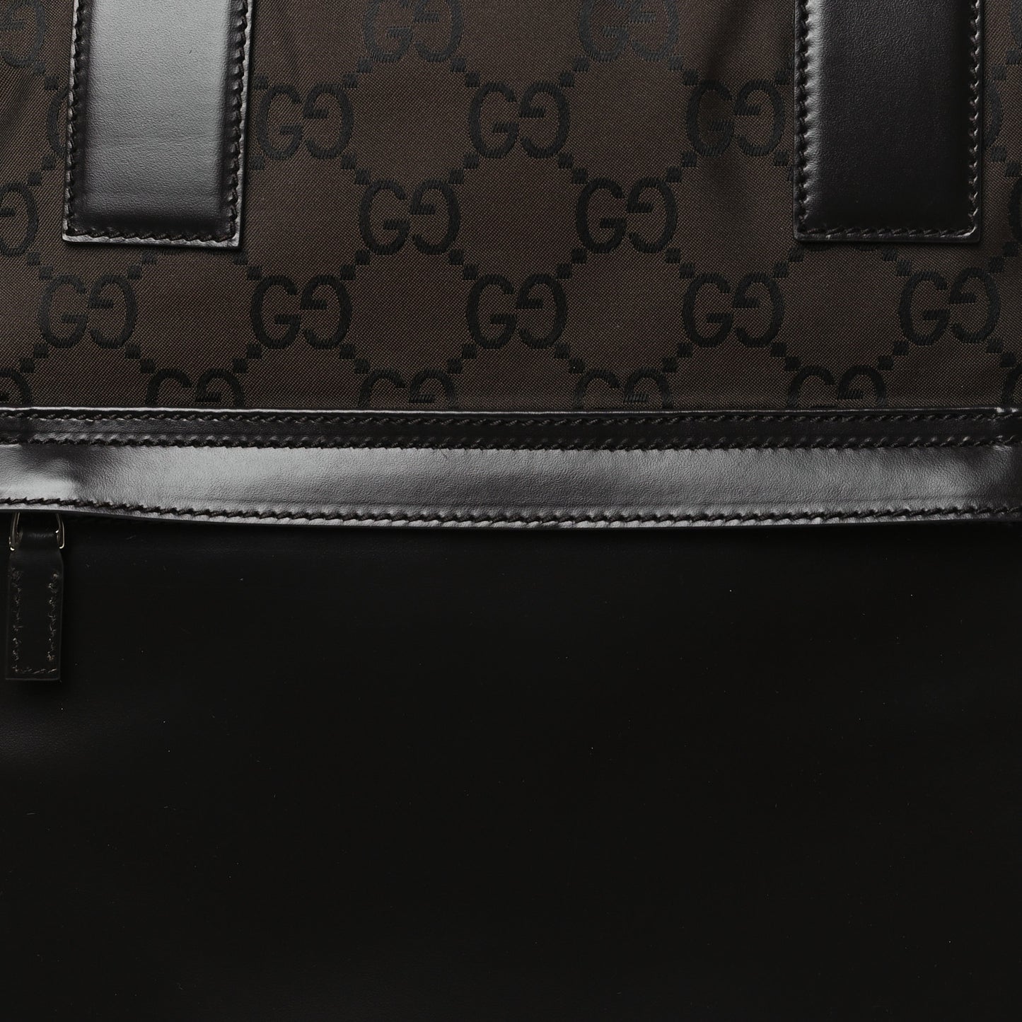 Nylon Calfskin Monogram Tall Tote Brown
