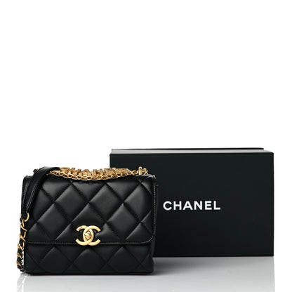 Chanel Lambskin Quilted Mini CC Crystal Logo Chain Flap Black 10 of 10
