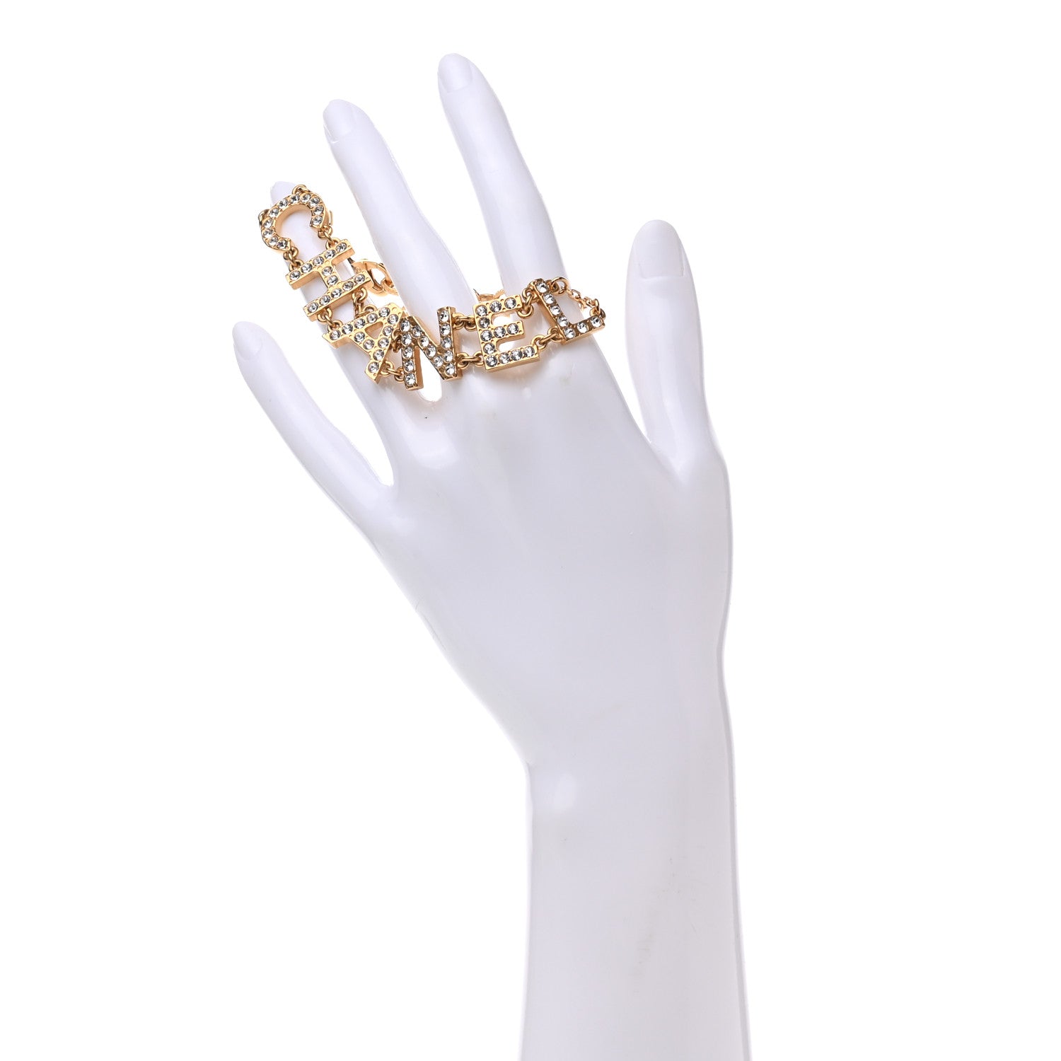 Chanel Metal Crystal 90's Icon Logo Bracelet Gold 2 of 5