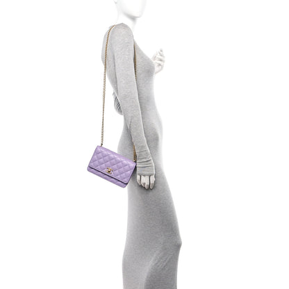 Chanel Caviar Quilted Sweetheart Wallet On Chain WOC Light Purple 2 of 11