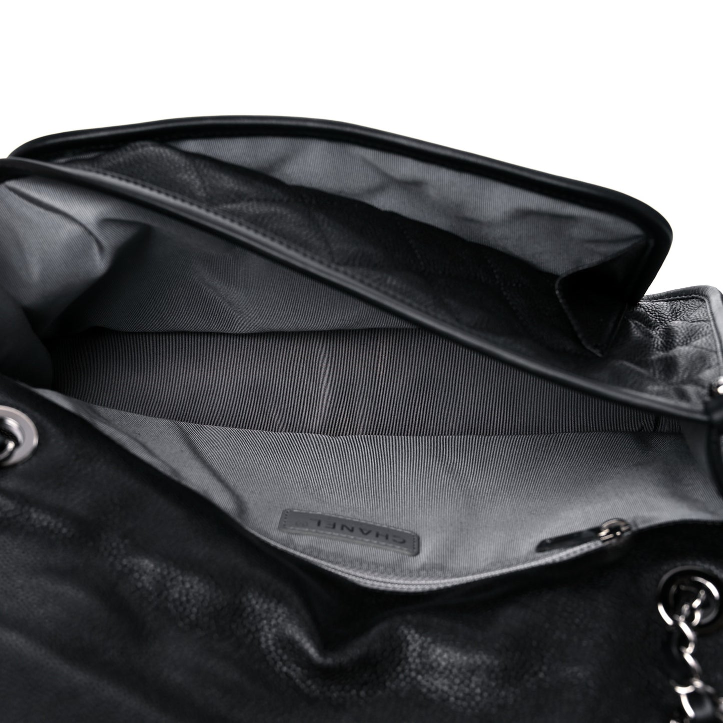 Caviar Quilted Large French Riviera Flap Black
