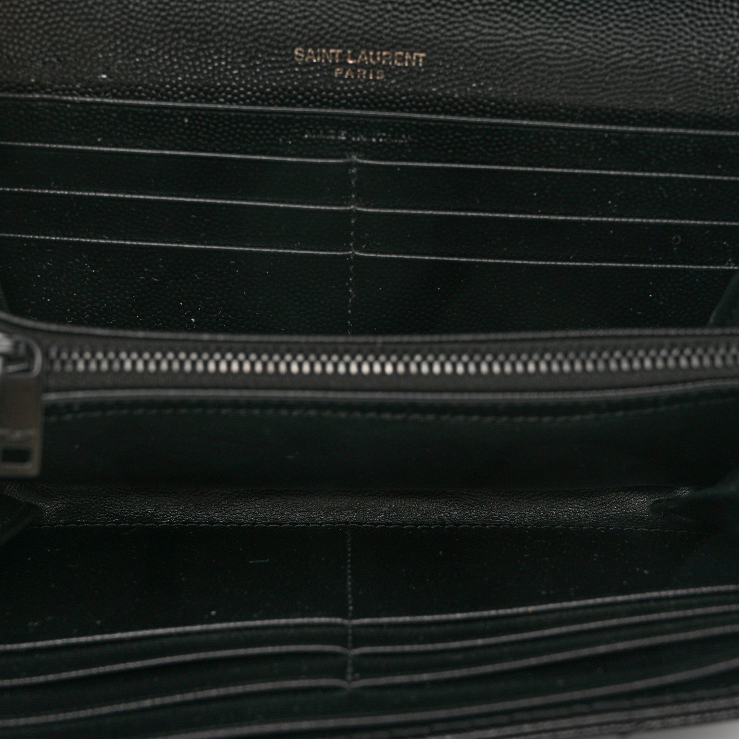 Saint Laurent Grain De Poudre Matelasse Chevron Monogram Flap Wallet Black 5 of 7