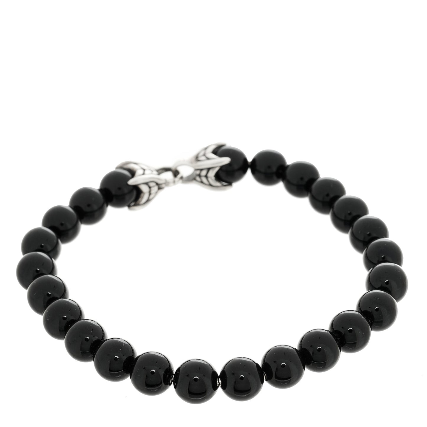 Sterling Silver Black Onyx 8mm Spiritual Beads Bracelet
