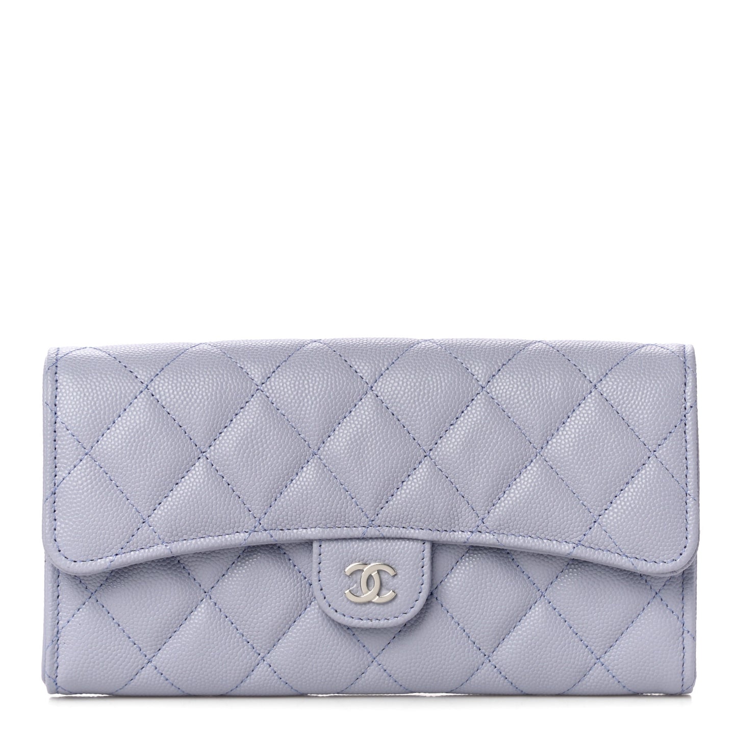 Caviar Quilted Large Flap Wallet Light Purple