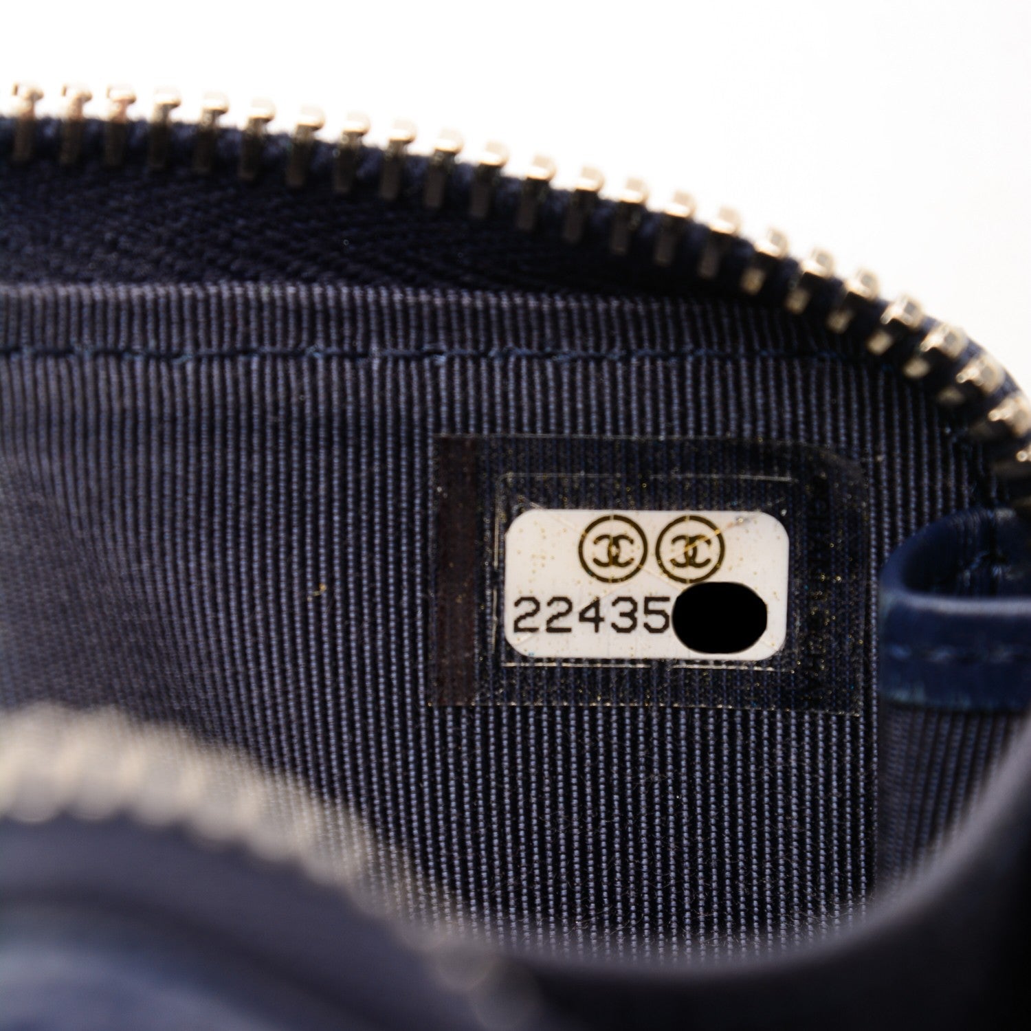 Chanel Caviar Chevron Quilted Zip Around Coin Purse Navy Blue 7 of 7