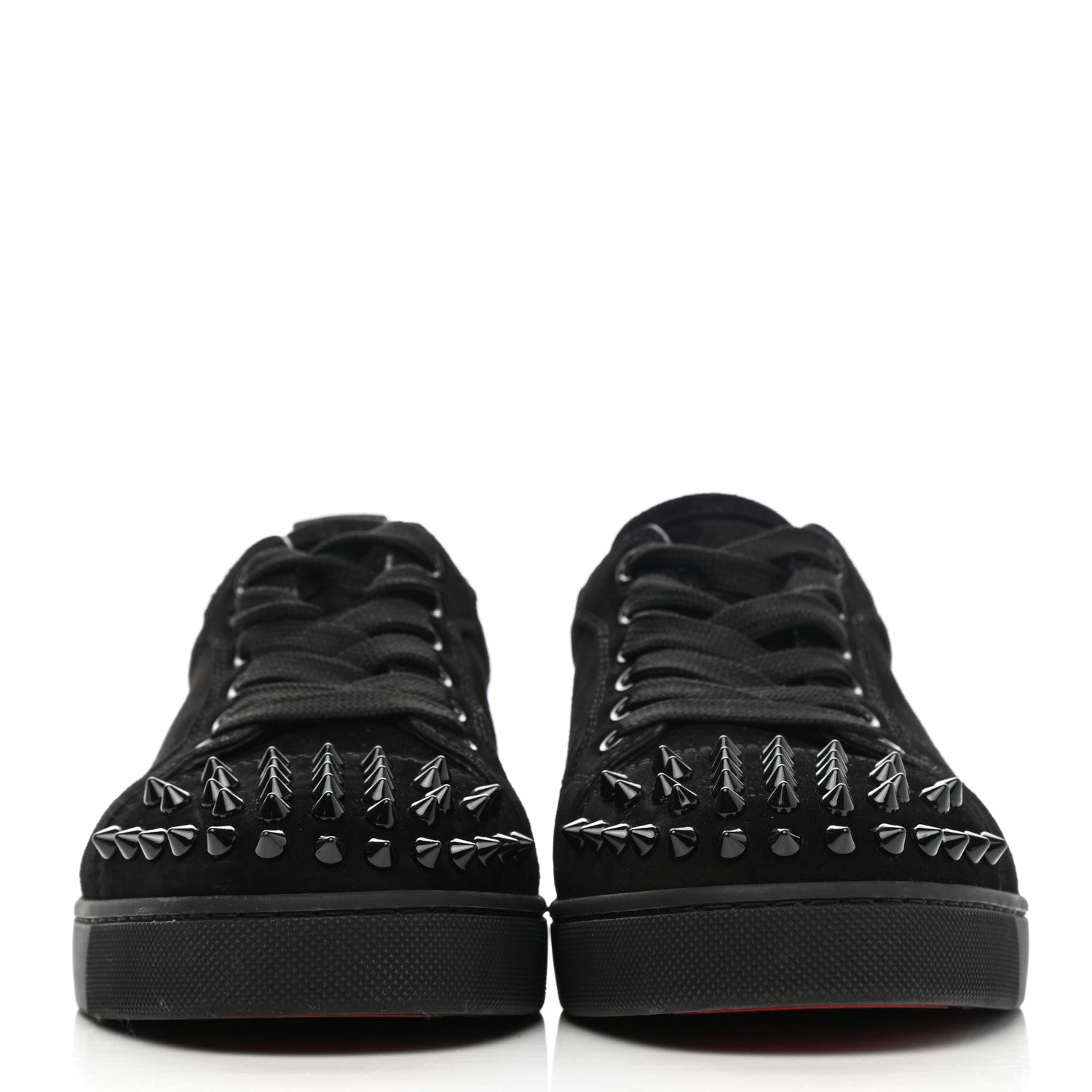 Christian Louboutin Suede Louis Junior Spikes Flat Sneakers 37.5 Black 2 of 9