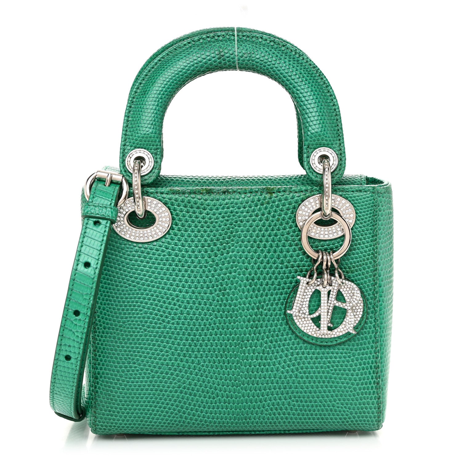 Christian Dior Lizard Swarovski Crystal Mini Lady Dior Green 1 of 13