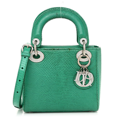 Christian Dior Lizard Swarovski Crystal Mini Lady Dior Green 1 of 13