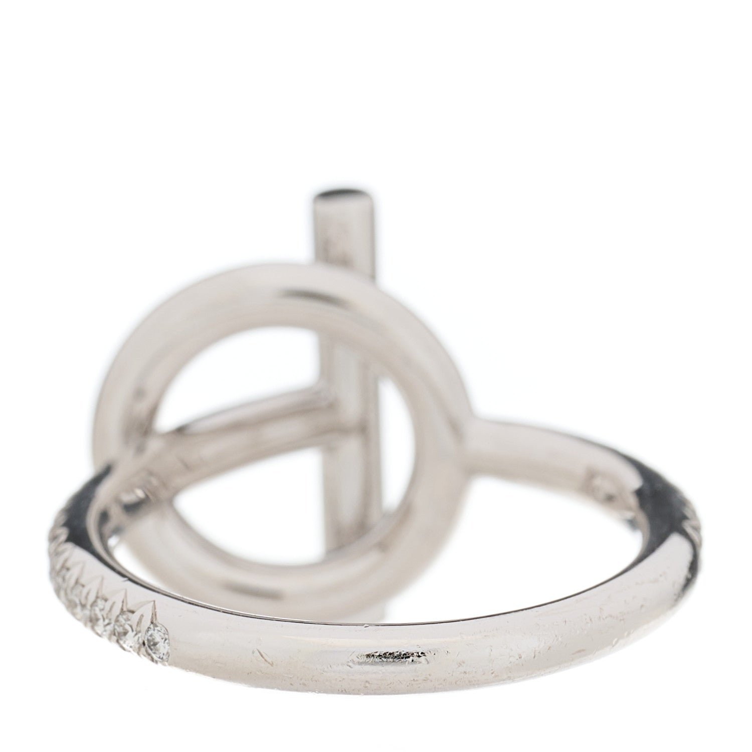 Hermes 18K White Gold Pave Diamond PM Echappee Ring 50 5.5 6 of 7